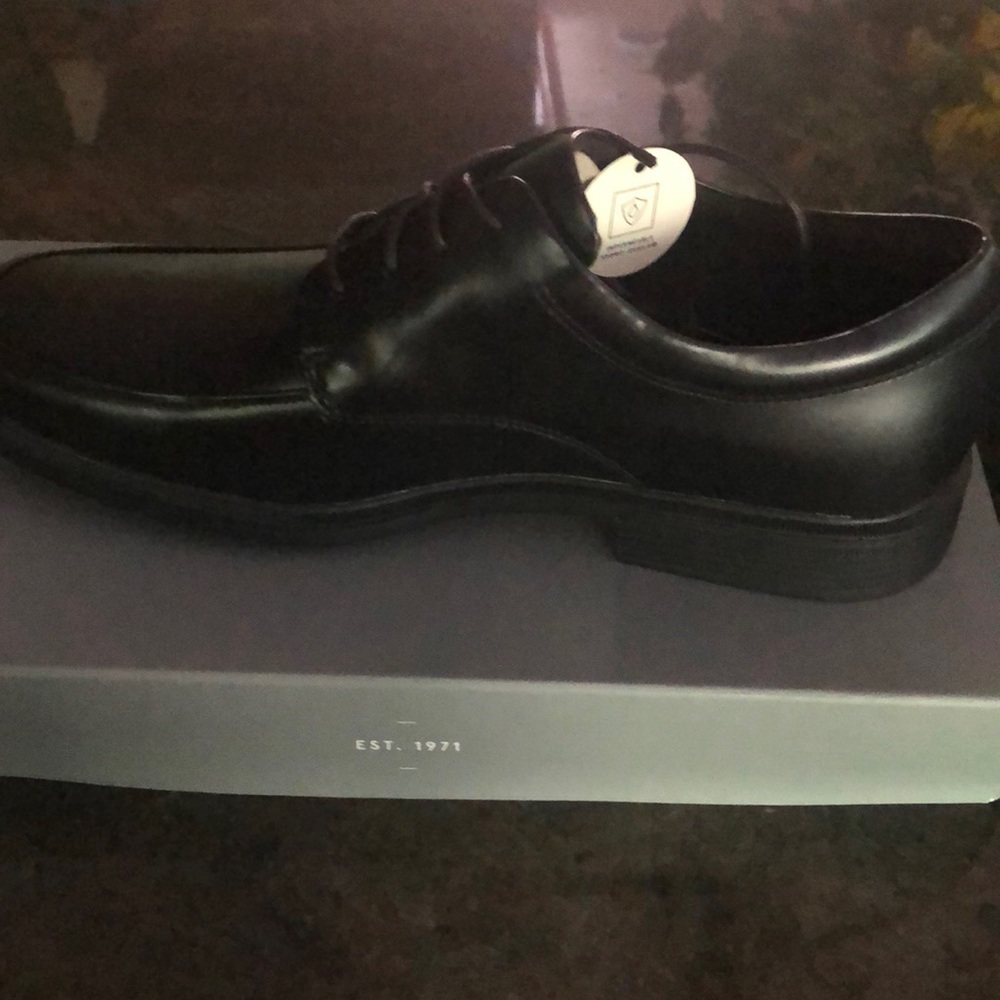 Rockport Mens Evander Black Leather Waterproof Moc-Toe Oxfords Shoes NWT